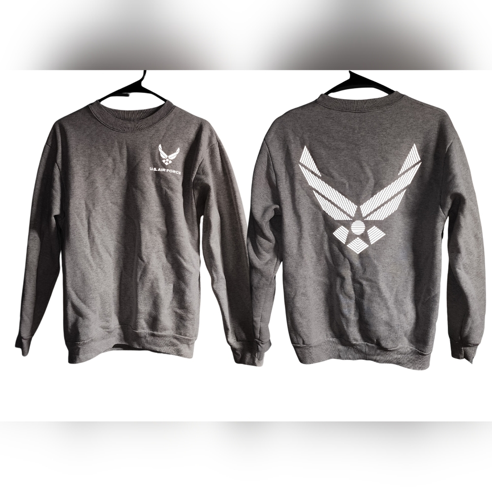 Grey Air Force Crewneck with Reflective Design on Front & Back Women's Size Smal